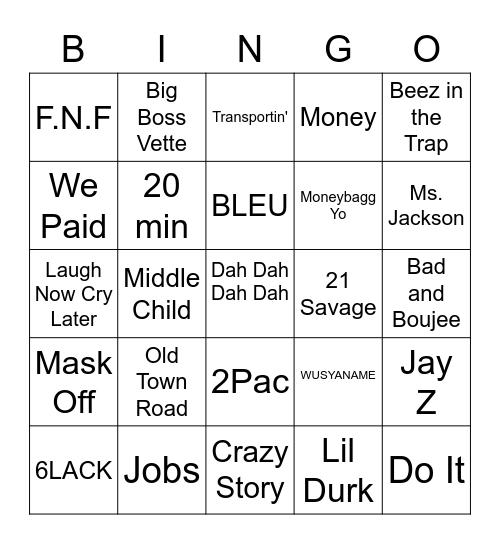 TRAP Bingo Card