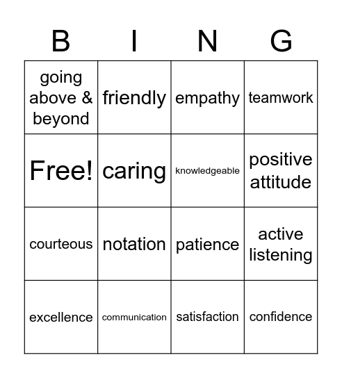 Customer Service Week Bingo Card