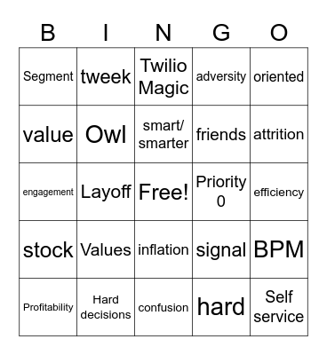 Twilio All Hands Bingo Card