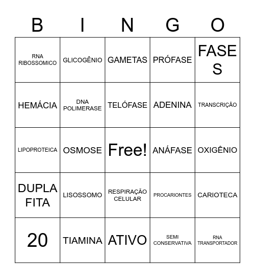 BINGO DA JÚ Bingo Card