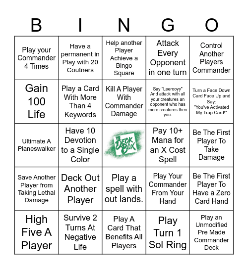 Command Fest Bingo Card