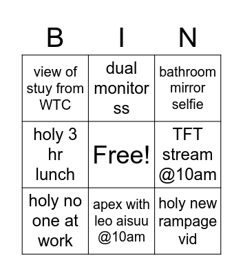 Andre Work Bingo Card