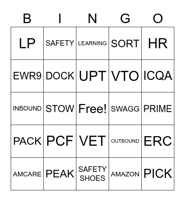 AMAZON BINGO Card