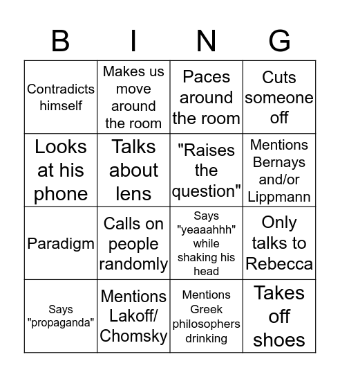 Salchak Bingo Card
