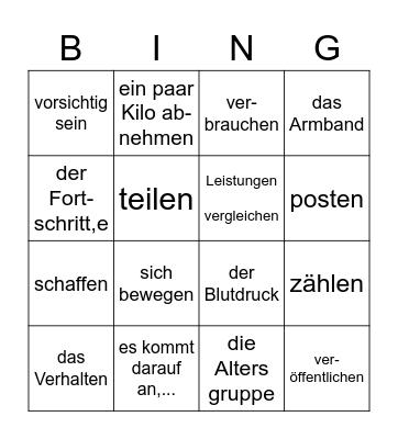 Fitness digital - Fitness-Daten teilen Bingo Card