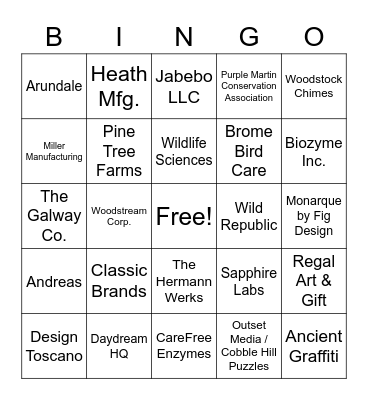 Wild Bird Expo 2022 BINGO Card