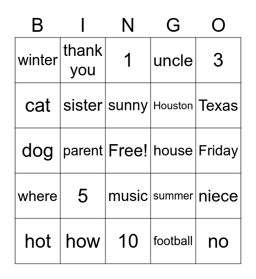 Untitled Bingo Card