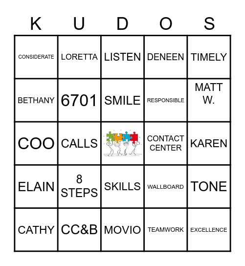 KUDOS Bingo Card