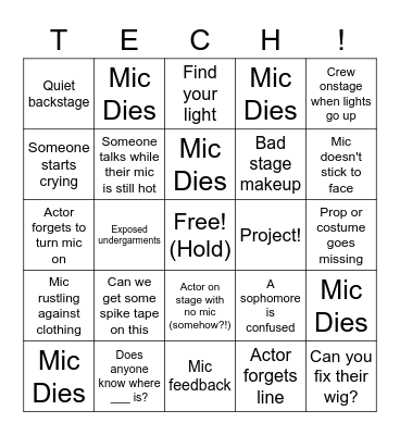 Tech Week Bingo Card