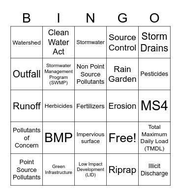 Stormwater BINGO Card