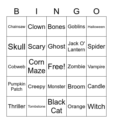 Happy Halloween Bingo Card