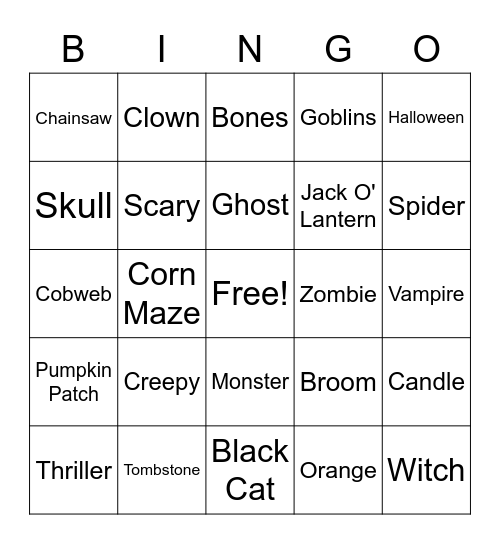 Happy Halloween Bingo Card