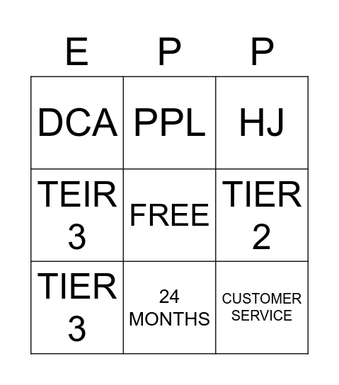 Team 7 Bingo Card