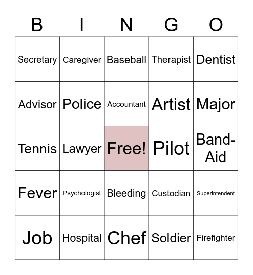 ASL Occupations/Review Bingo Card