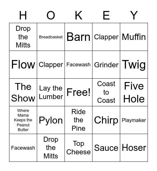 HOCKEY 101 Bingo Card