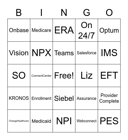 Enrollment Bingo Card