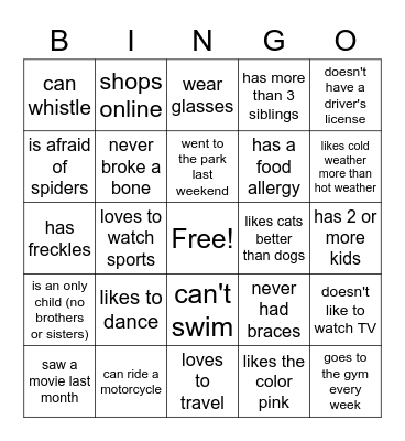 Find someone who Bingo Card