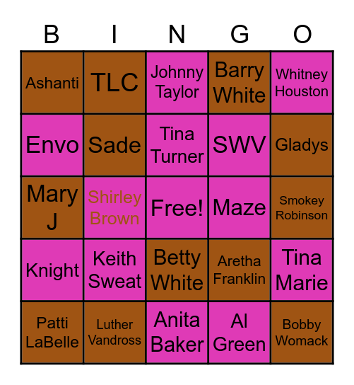 Ria's Old School Bingo Card