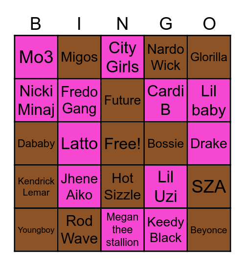 Ria's Trap Bingo Card