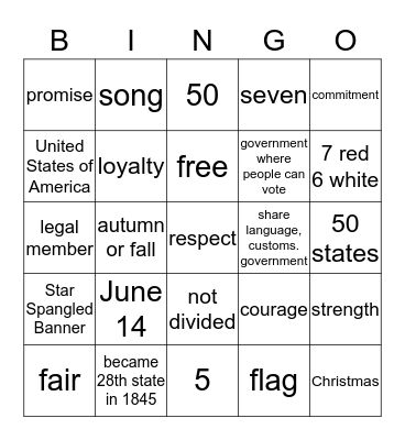 VOCABULARY WORDS Bingo Card