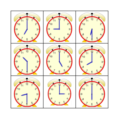 What's the time? Bingo Card