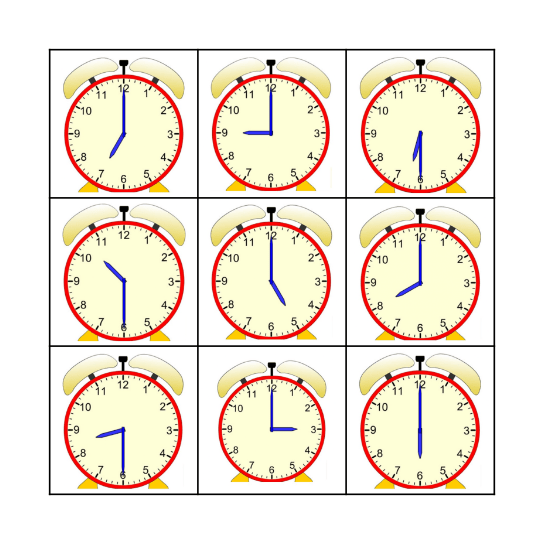 What's the time? Bingo Card