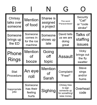 Work Meetings BINGO Card
