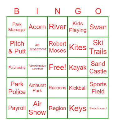 Parks BINGO! Bingo Card