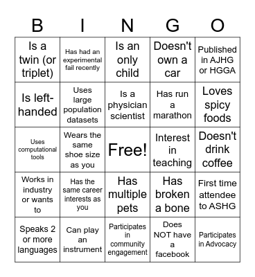 Trainee Social Reception Bingo Card