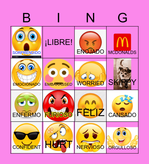 LAS EMOCIONES Bingo Card