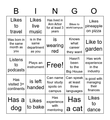 Icebreaker Bingo: Find someone who Bingo Card