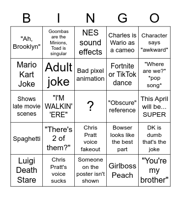 Mario Bingo Card