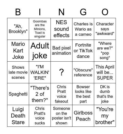 Mario Bingo Card