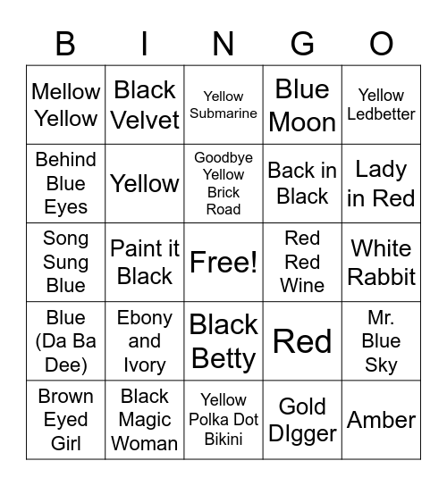 Colors Bingo Card