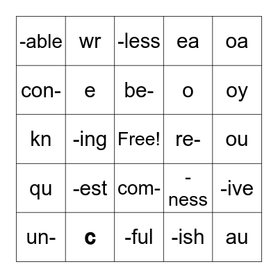 Phonics for Reading Level 3 Bingo Card