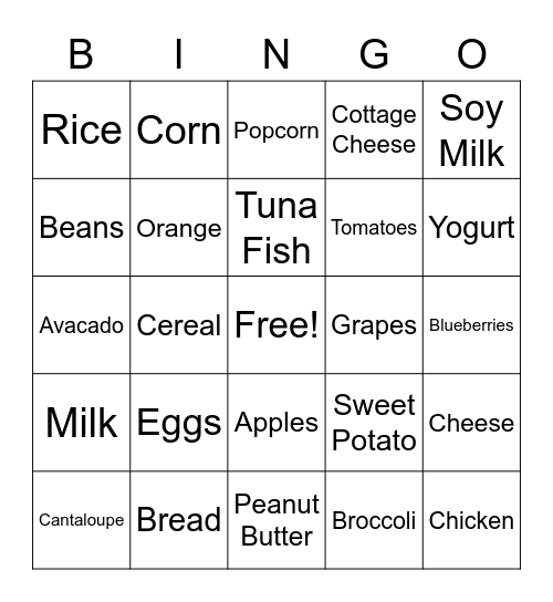 Healthy BINGO Card