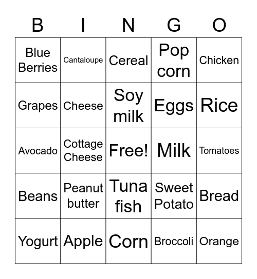 Healthy Bingo Card