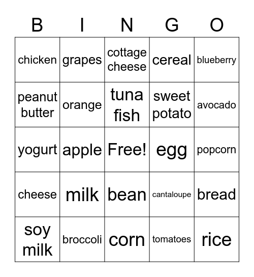 Healthy Bingo Card