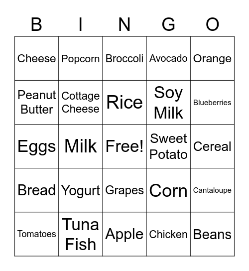 Healthy Bingo Card