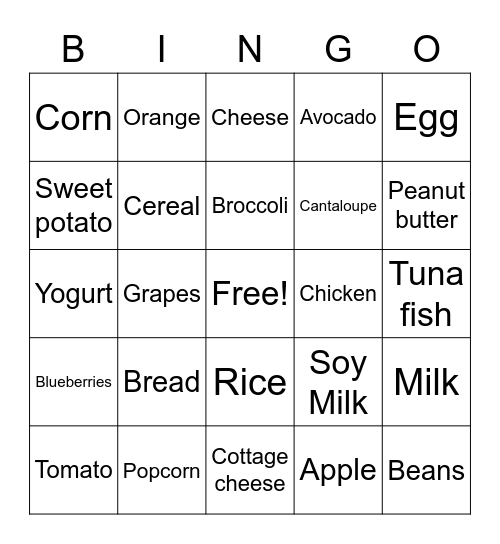 Healthy BINGO Card