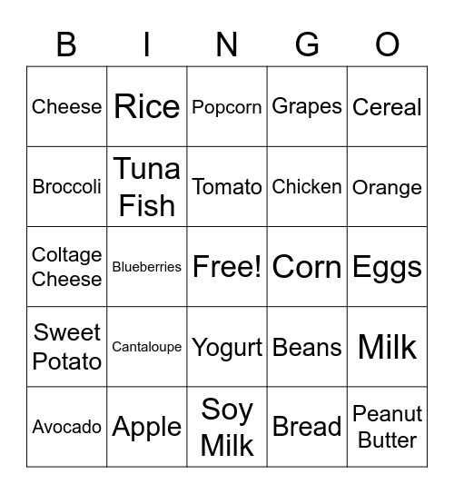 Healthy BINGO Card