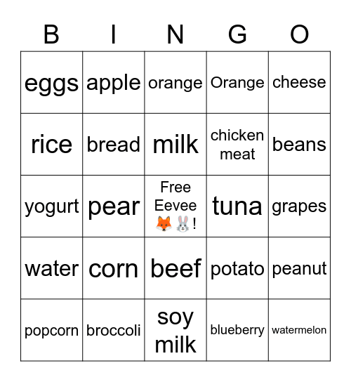 heathy bingo Card