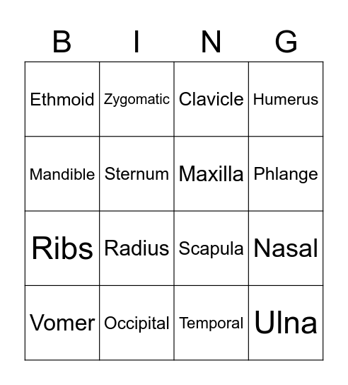 Bone Bingo Card