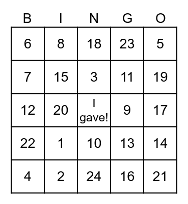 Heart of the City Bingo Card