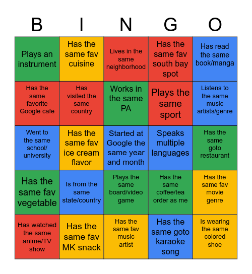 I know another fam member who... Bingo Card