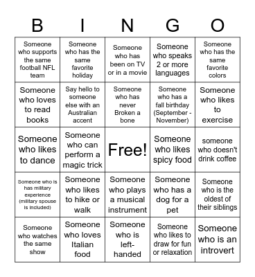 Staff Meeting - October Bingo Card