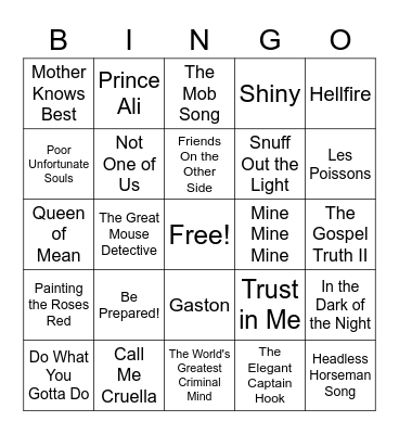 Disney Villain Bingo Card