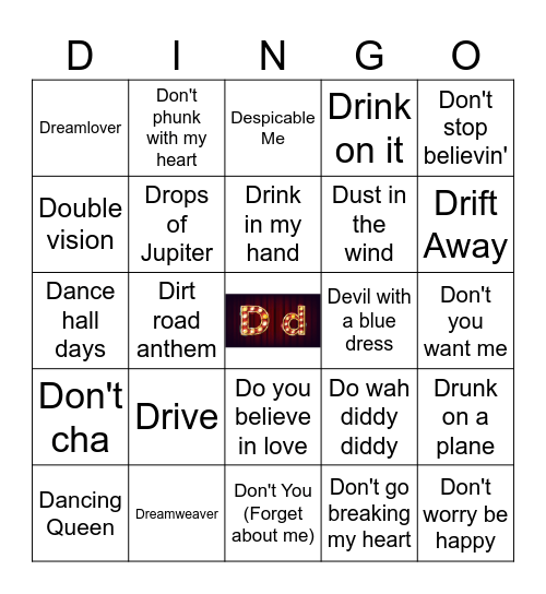 Songs that start with Bingo Card