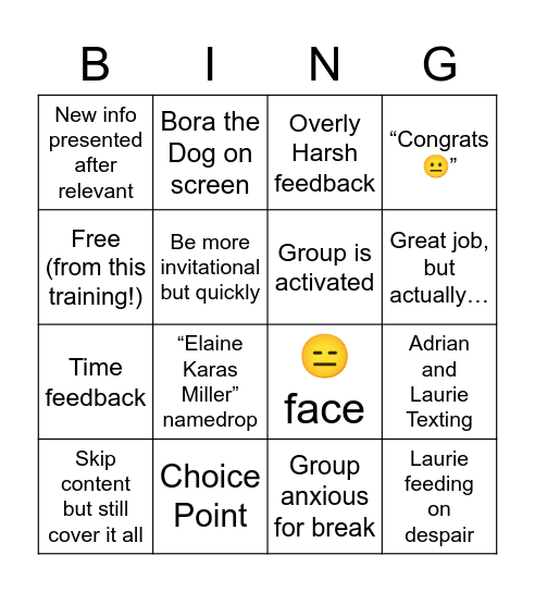 CRM Training Bingo Card