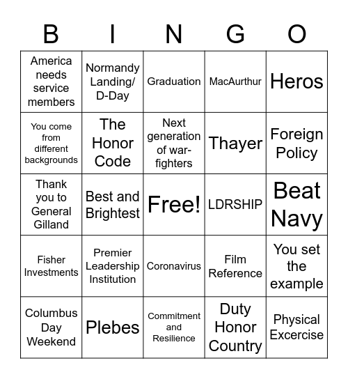 Kenn Fisher Bingo Card